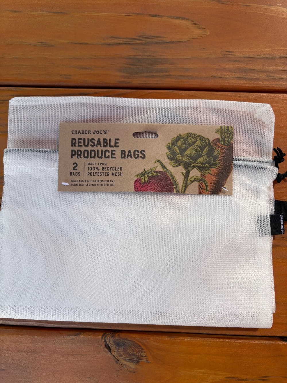 NWT Free w/Purchase Trader Joe's Reusable Produce Bags Pack of 2, Small, Large